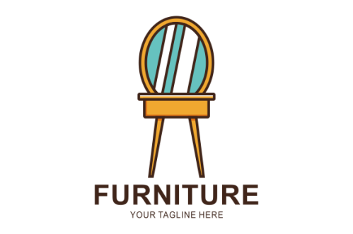Interior minimalist room, gallery furniture logo design vector