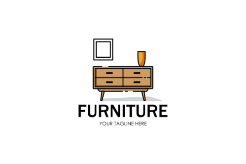 Interior minimalist room, gallery furniture logo design vector