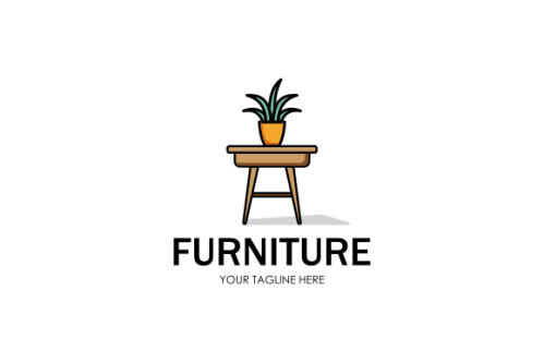 Interior minimalist room, gallery furniture logo design vector
