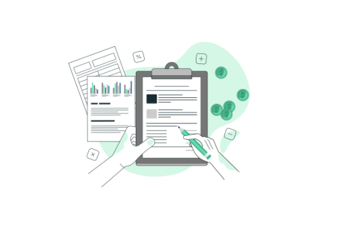 Financial data with hand concept illustration