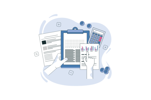 Financial data with hand concept illustration