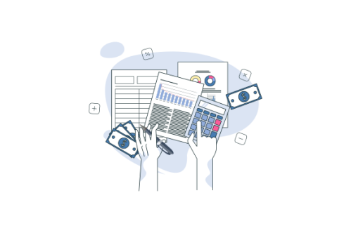 Financial data with hand concept illustration