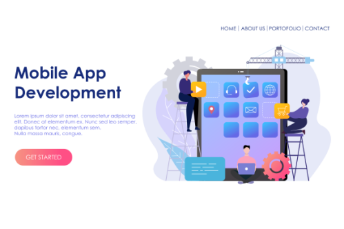 Mobile app development landing page website