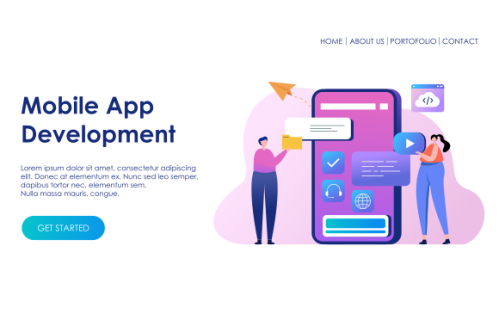 Mobile app development landing page website