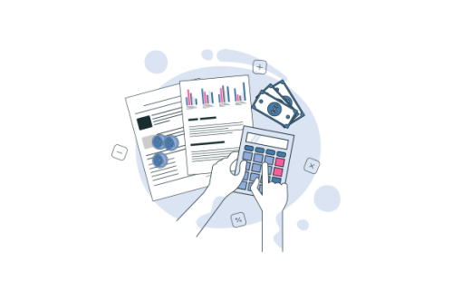 Financial data with hand concept illustration