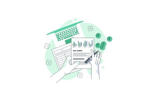 Financial data with hand concept illustration