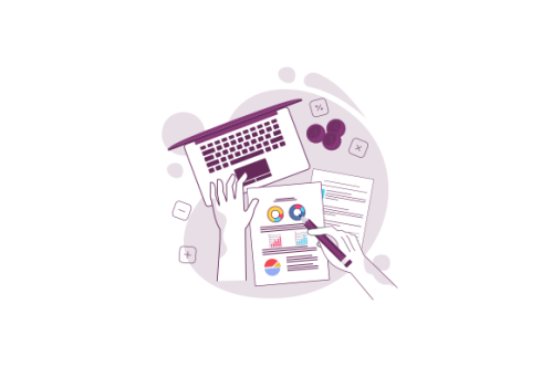 Financial data with hand concept illustration