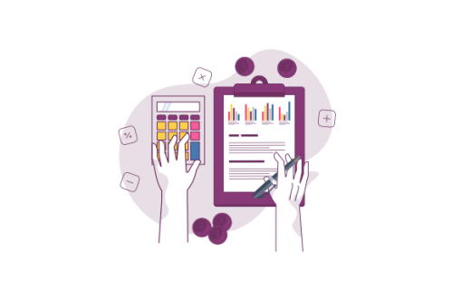 Financial data with hand concept illustration