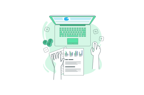 Financial data with hand concept illustration