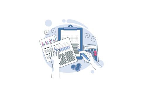 Financial data with hand concept illustration
