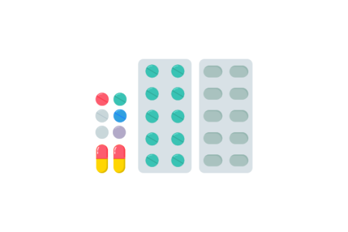 Pills blister pack with capsule. Drug, pill, capsule logo