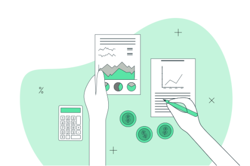 Financial data with hand concept illustration
