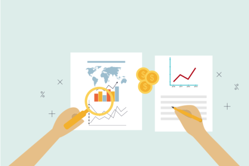 Financial data with hand concept illustration