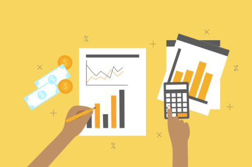 Financial data with hand concept illustration