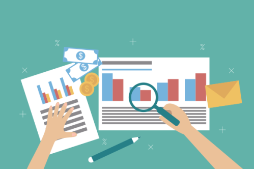 Financial data with hand concept illustration