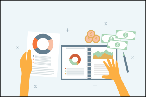 Financial data with hand concept illustration
