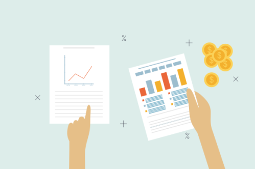 Financial data with hand concept illustration