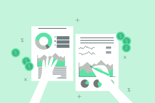Financial data with hand concept illustration