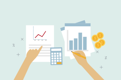 Financial data with hand concept illustration