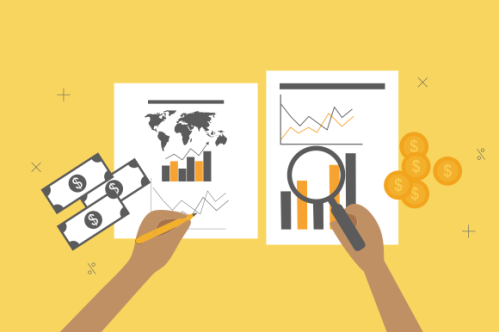 Financial data with hand concept illustration