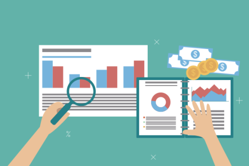 Financial data with hand concept illustration