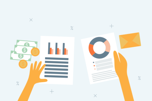 Financial data with hand concept illustration