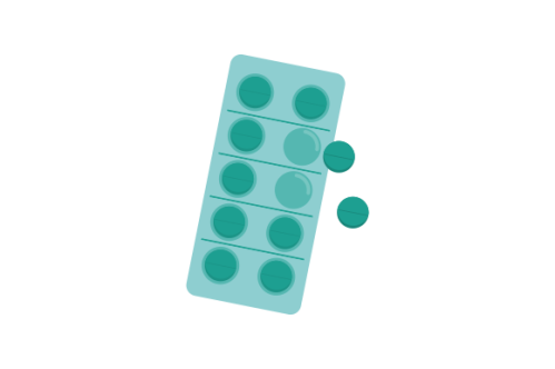 Pills blister pack with capsule. Drug, pill, capsule logo