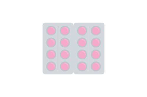 Pills blister pack with capsule. Drug, pill, capsule logo