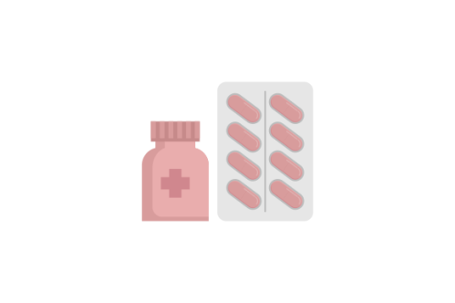 Pills blister pack with capsule. Drug, pill, capsule logo