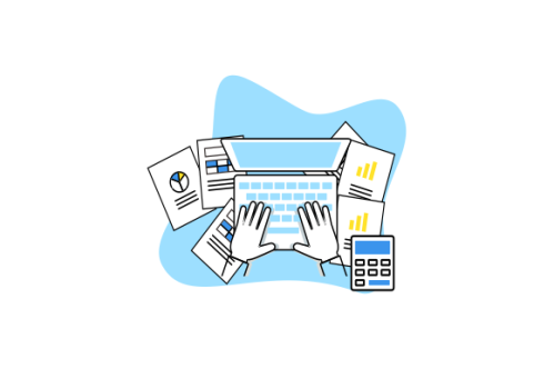 Financial data with hand concept illustration