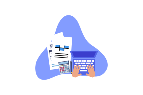 Financial data with hand concept illustration