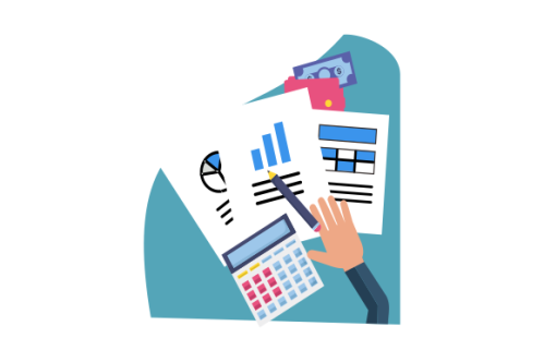 Financial data with hand concept illustration