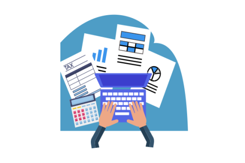 Financial data with hand concept illustration