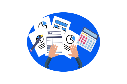 Financial data with hand concept illustration