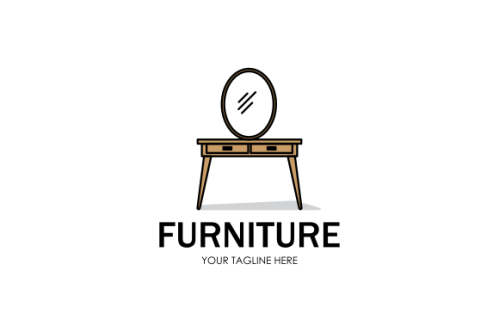 Interior minimalist room, gallery furniture logo design vector