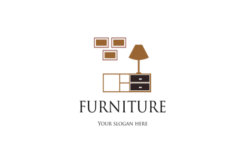 Interior minimalist room, gallery furniture logo design vector