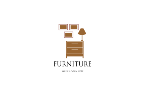 Interior minimalist room, gallery furniture logo design vector