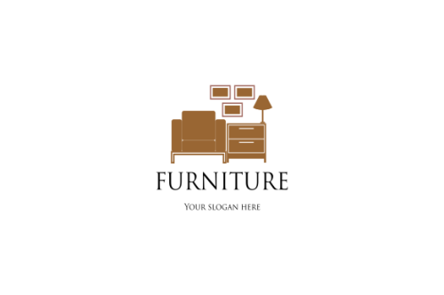 Interior minimalist room, gallery furniture logo design vector