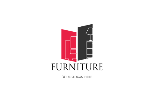 Interior minimalist room, gallery furniture logo design vector