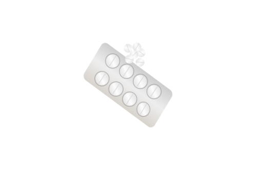 Pills blister pack with capsule. Drug, pill, capsule logo