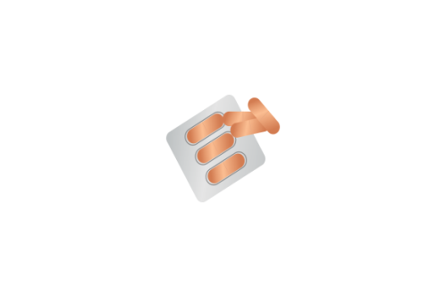 Pills blister pack with capsule. Drug, pill, capsule logo
