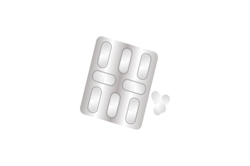 Pills blister pack with capsule. Drug, pill, capsule logo