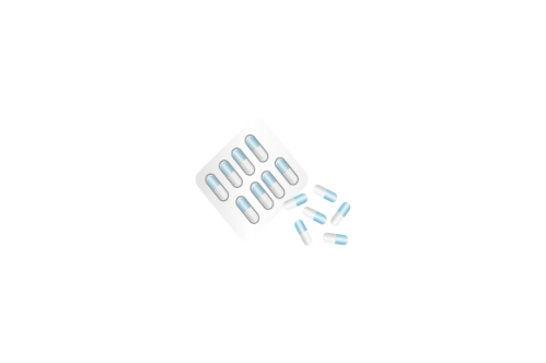 Pills blister pack with capsule. Drug, pill, capsule logo