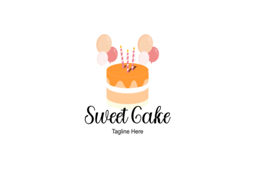 Birthday cake dessert, cake logo design