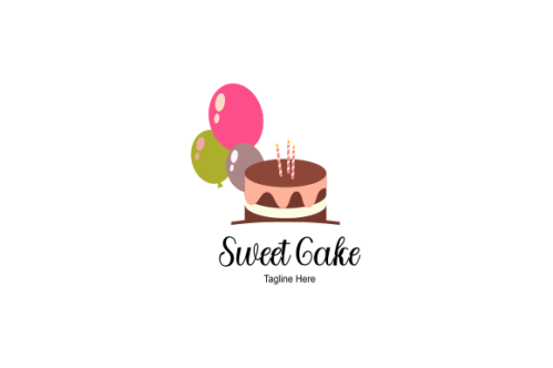 Birthday cake dessert, cake logo design