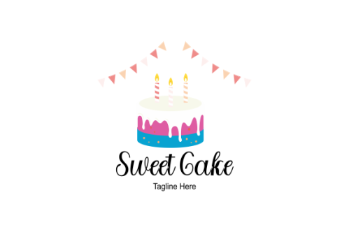Birthday cake dessert, cake logo design