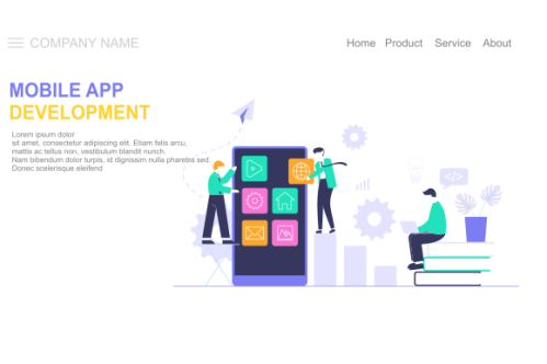 Mobile app development landing page website
