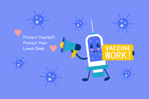 Cartoon vaccination campaign illustration vector