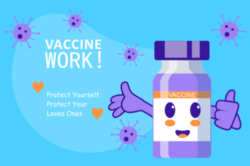 Cartoon vaccination campaign illustration vector
