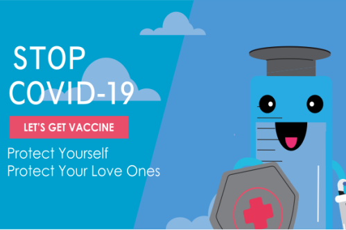Cartoon vaccination campaign illustration vector
